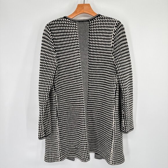 Talbots Womens Open Front Cardigan Medium Black & White Pure Merino Wool - Picture 10 of 12